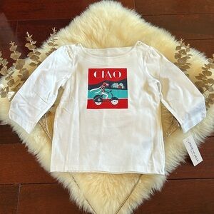 NWT Janie and Jack deco vintage Italian Ciao girls 3/4 sleeve top